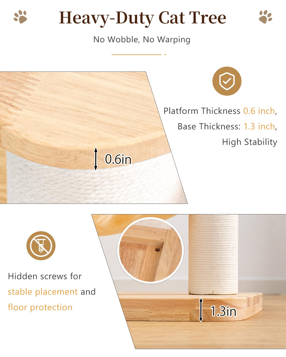 Wood Cat Tree for Large Cat (Nature DC888)