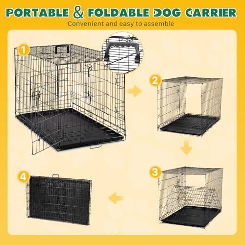 Dog Crate 36 Inch Medium Dog Cage Foldable Indoor Outdoor Pet Kennel (36.0"L x 22.6"W x 24.2"H)