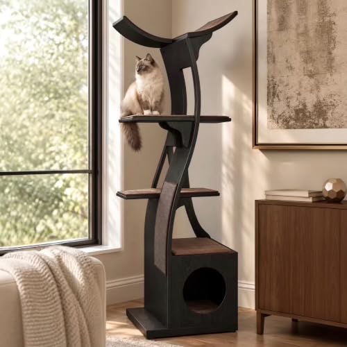 Lotus Cat Tower Furniture (Black Ebony)