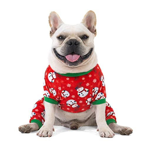 Dog Christmas Pajamas Puppy Onesies Small Dogs Soft Pjs Coat Cat Apparel Comfy Pet Clothes Outfit Doggie Bodysuit (Large / Xmas136)