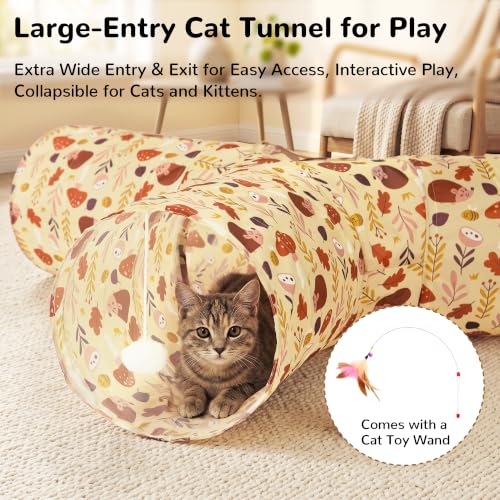 Cat Tunnel, 3-Way Collapsible Toy, Large Size Khaki Hedgehog (Khaki hedgehog / Large)