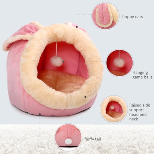 Cat Beds for Indoor Cats (Rabbite Pink / M)
