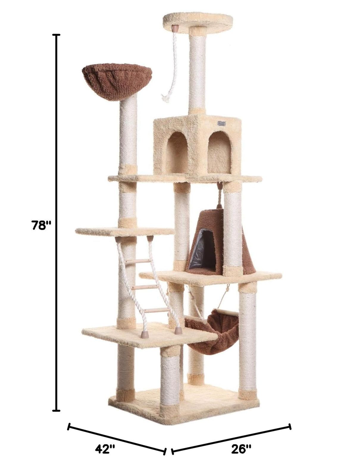 Premium Cat Tree Model X7805 (42"(L)X26"(W)X78"(H) / Goldenrod)