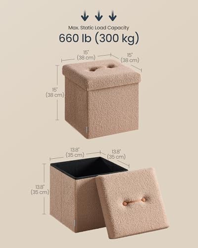 Small Folding Storage Ottoman (Camel Brown / 15"D x 15"W x 15"H / Cosy)