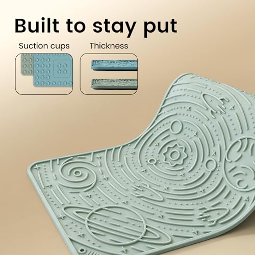 Lick Mat for Dogs&Cats (Light Blue&Light Green / 9.8"L x 5.9"W)