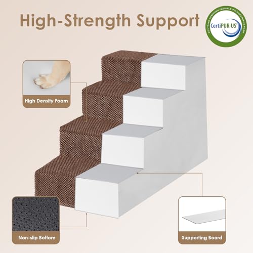 Dog Stairs for Bed 18" H (Brown / Extra Wide 16.5" x 28" x 18")