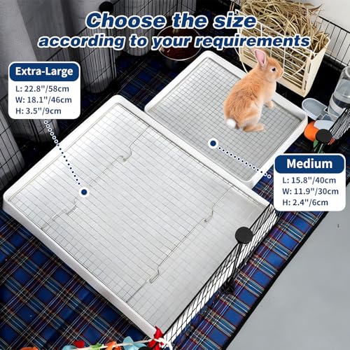 Extra Large Rabbit Litter Box Training Tray with Large Steel Grids (22x18x3"(58x46x9cm) / 0.6" Stee Grids + 0.4" PP Grids)