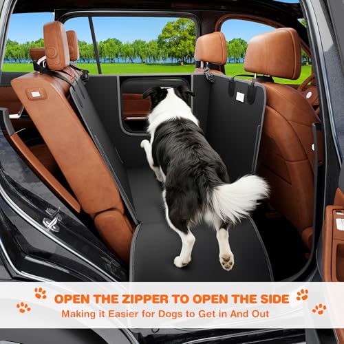Half Dog Car Seat Cover for Back Seat (Black with Mesh Window)
