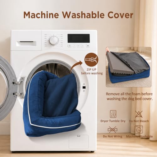 Waterproof Orthopedic Dog Bed for Medium Size Dog (30.0"L x 20.0"W x 7.0"Th / Navy Blue)