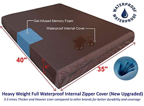 Luxury Extra Large Orthopedic Memory Foam Dog Bed for Large Dogs with Durable Waterproof Internal Case (40.0"L x 35.0"W x 4.0"Th / Navy Blue)
