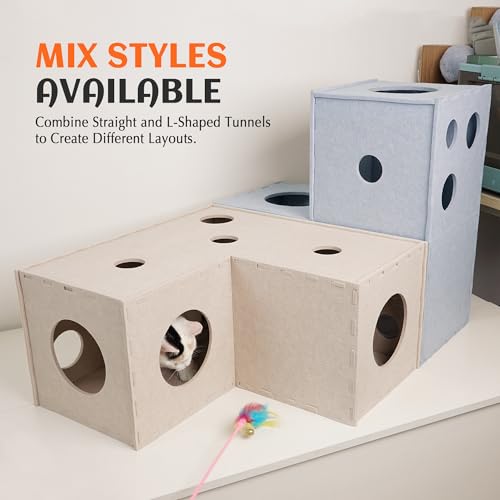 Cat Tunnel Original Cat Hideaway Cave for Indoor Cats (Straight Tunnel / Beige)