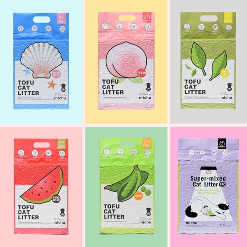 Tofu Cat Litter Natural Clumping Tofu Cat Litter (6 Pack / Rainbow Combo)