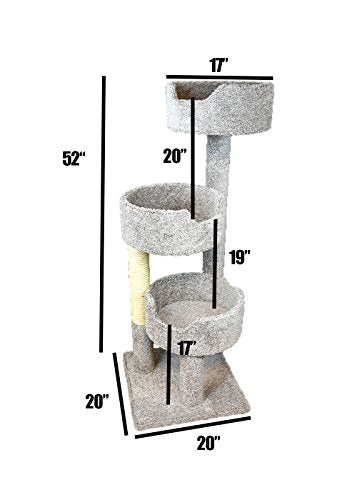 Deluxe Cat Tower with spacious cat perches and scratching post for Large Cats (Beige)