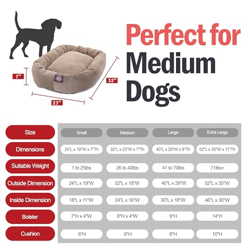 32 Inch Micro Velvet Calming Dog Bed Washable (Pearl)