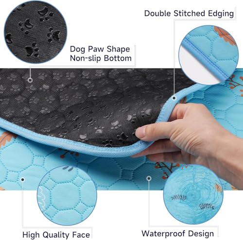 Washable Pee Pads for Dogs Large 24" x 72" 2 (Leaves - Sky Blue / Runner 24x72 Inch (Pack of 2))