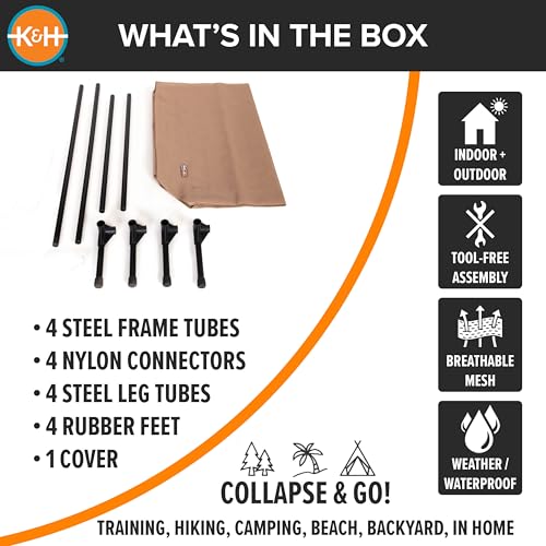 K&H Outdoor Elevated Dog Bed (Tan Mesh / Large 42"L x 30"W)