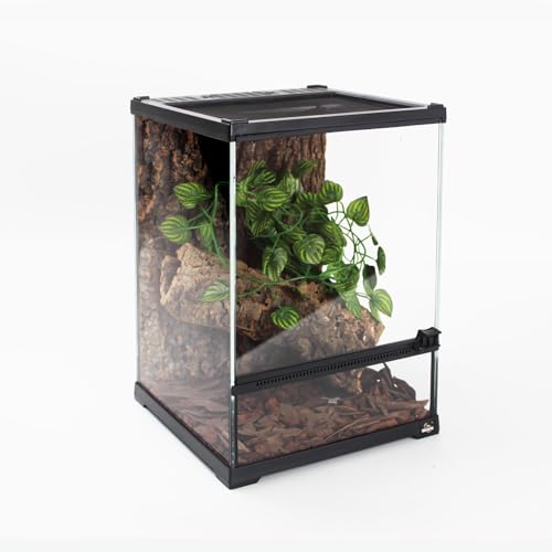 Mini Reptile Glass Terrarium Tank 8"*8"*10" Full View with Front Opening Door (8x8x10 inch)