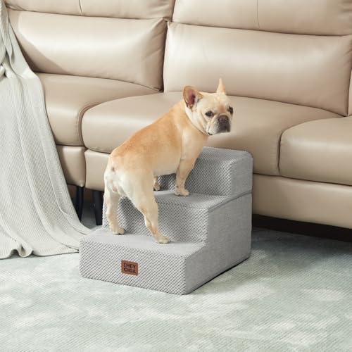Dog Stairs for Small Dogs 13.5" H (Light Grey / Standard 15" x 18" x 13.5")