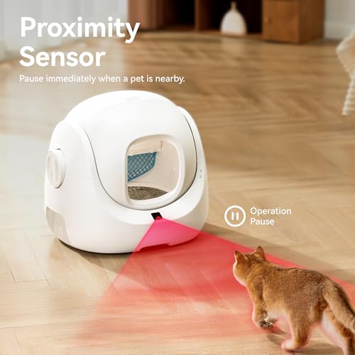 Self Cleaning Cat Litter Box 7.8" Low Entry for Senior Cats (White)