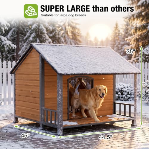 Heated Dog House Outdoor Dog Kennel with Heater & Insulated Liner for Winter Large All