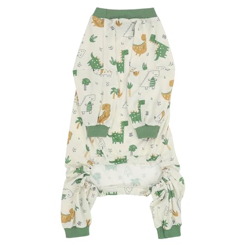 Dog Pajamas One Piece Light Comfy Pjs Pet Costume M (Medium / Forest Dinos)
