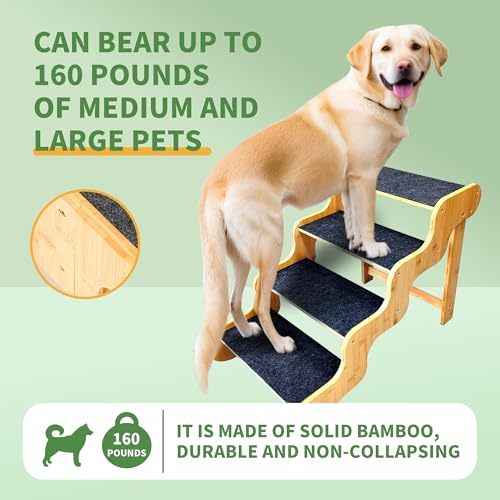 Dog Stairs for Large & Older Dogs (4-Step Natural / 4-Step 29x17x20 inch)