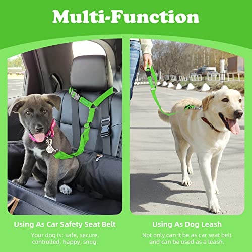 2 Pack Dog Seat Belt for Car (Green)