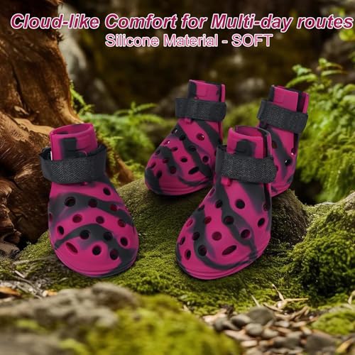 Dog Shoes for Hot Pavement (Black Pink / S)