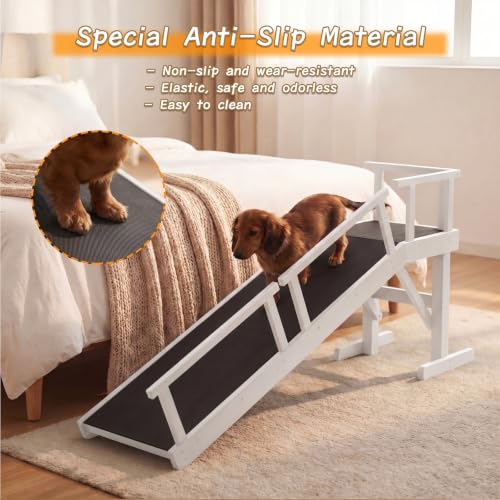 61" Dog Ramp for Bed&Couch (White / 61"L x 20"H x 15.7"W)
