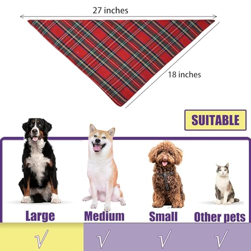 2 Pack Christmas Dog Bandanas Scarf for Boy and Girl (Red Green-Christmas)