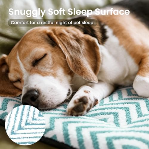 Dog Crate Pad Washable Cat Dog Bed for Crate Flat Pet Kennel Mat (24''L x 18''W x 1.5''Th / V: Chevron Blue)