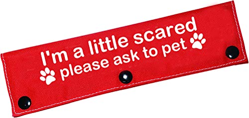Funny Dog Leash Sleeve I'm a Little Scared Please Ask to pet Leash Wrap Alert Hanging ID Patch Tag Pet Birthday Gift (Little Scared-sleeve)
