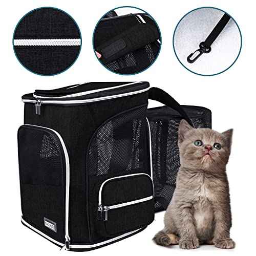 Expandable Pet Carrier Backpack (Black / 12.5"L x 9.0"W x 15.0"H)