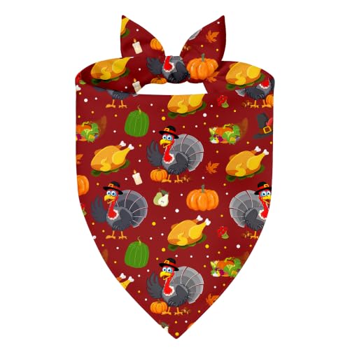 Thanksgiving Dog Bandana for Small Dogs (Thanksgiving- Brown/Beige (2 Sided) / Small)