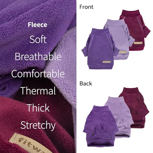 3 Pack Classic Fleece Dog Sweater (Medium / Purple-MediumPurple-FireBrick)