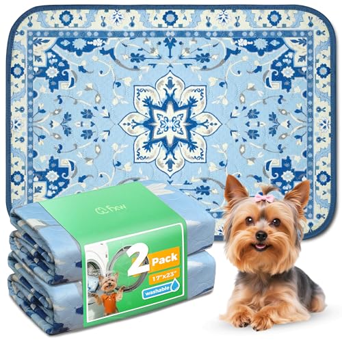 Washable Pee Pads for Dogs (Boho Blue / 17" x 23" (2 Packs))