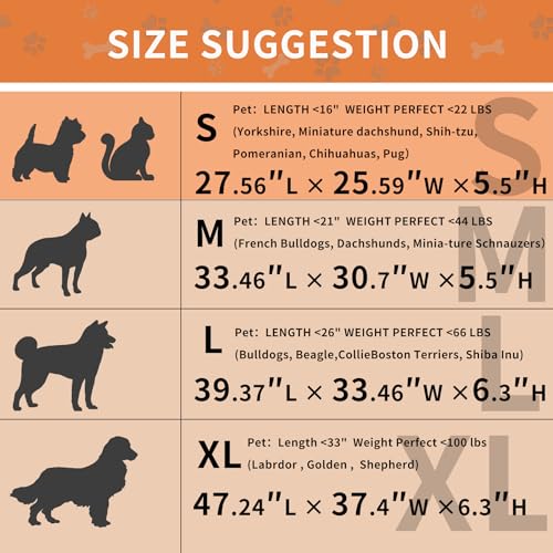 Dog Couch Bed for Small Dogs (Grey / Small(27.56"L X 25.59"W X 5.5"Th))