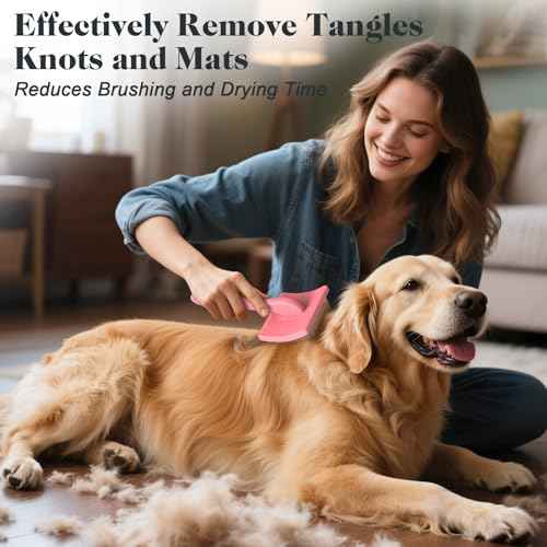 2PCS Slicker Brush for Dogs & Pet Comb (Light Pink / Large)