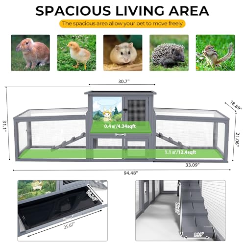 Outdoor Deluxe Rabbit Hutch Health Bundle (Gray White)