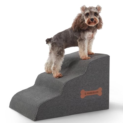 Dog Stairs 3 Step for Small Dogs and Cats to Get on Bed and Furniture (Dark Grey / 23.6"D x 15.7"W x 15.7"H)