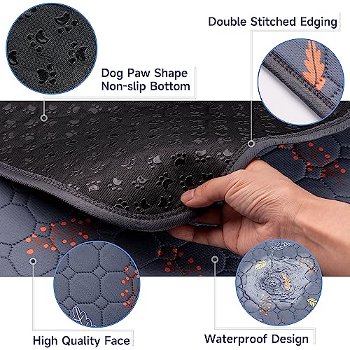 Washable Pee Pads for Dogs 2 (Leaves - Deep Grey / 31x36 Inch (Pack of 2))