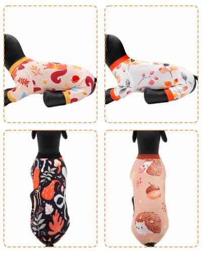 4 Pack Fall Hedgehog Dog Pajamas for Extra Small Doggies (X-Small)
