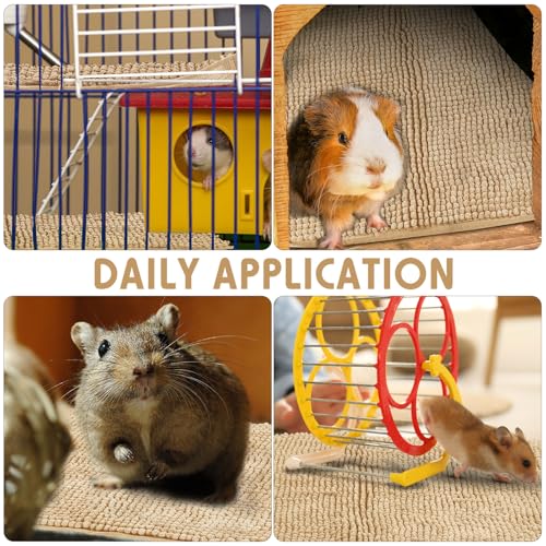 4 Pcs Guinea Pig Cage Liner (Beige / 16 x 24 Inch / Low Pile Chenille)