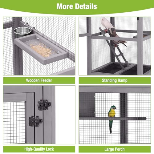 Large Bird Cage Outdoor Wooden Aviary Indoor on Wheels