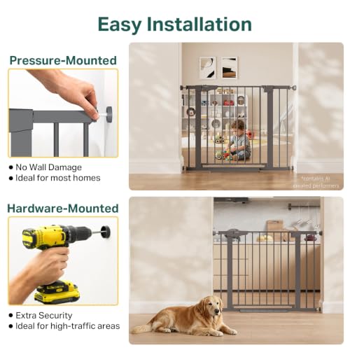 30 40.6 in Baby Gate for Stairs and Doorways (Cool Gray / 30-40.6"W x 30.5"H)