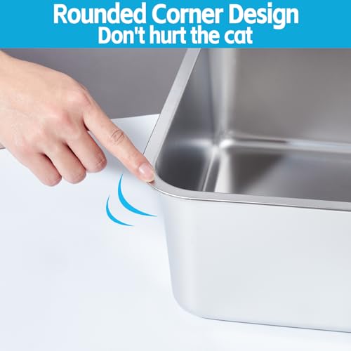 Stainless Steel Litter Box 2 Pack (2pcs - 23.6" L x 15.7" W x 6" H)