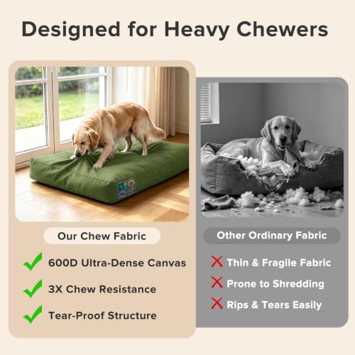 Chew Proof Indestructible Dog Bed for Large Dogs (Green / XXL(47"x 30"x4"))