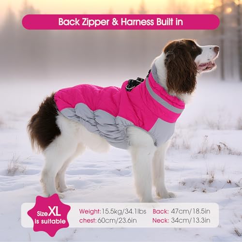 Dog Coat for Large Dogs (Rose Red / XL(chest:30in）)