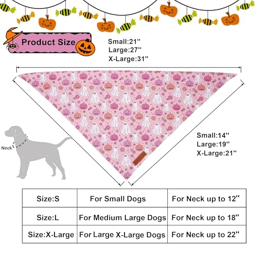 Pink Halloween Dog Bandanas Girl (X-Large / Halloween)