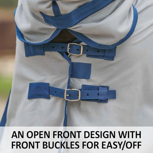 Soft Interlock Mesh II Attached Neck Euro Bellyband Leg Shield Horse Fly Sheet (Horse Size 76 / Silver)